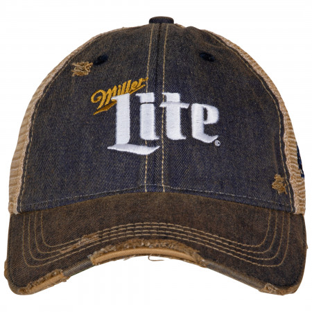 Miller Lite Distressed Logo Die Cut Felt & Embroidered Patch Adjustable Hat